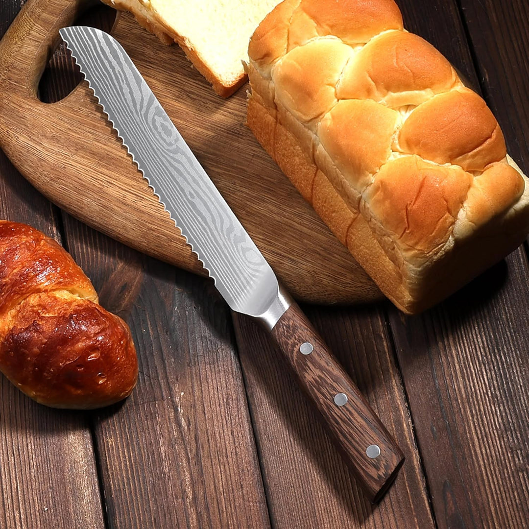 Brotmesser Profi 20cm Wellenschliff: Extra Scharfe Messer aus Hochwertigem Edelstahl mit Ergonomisch