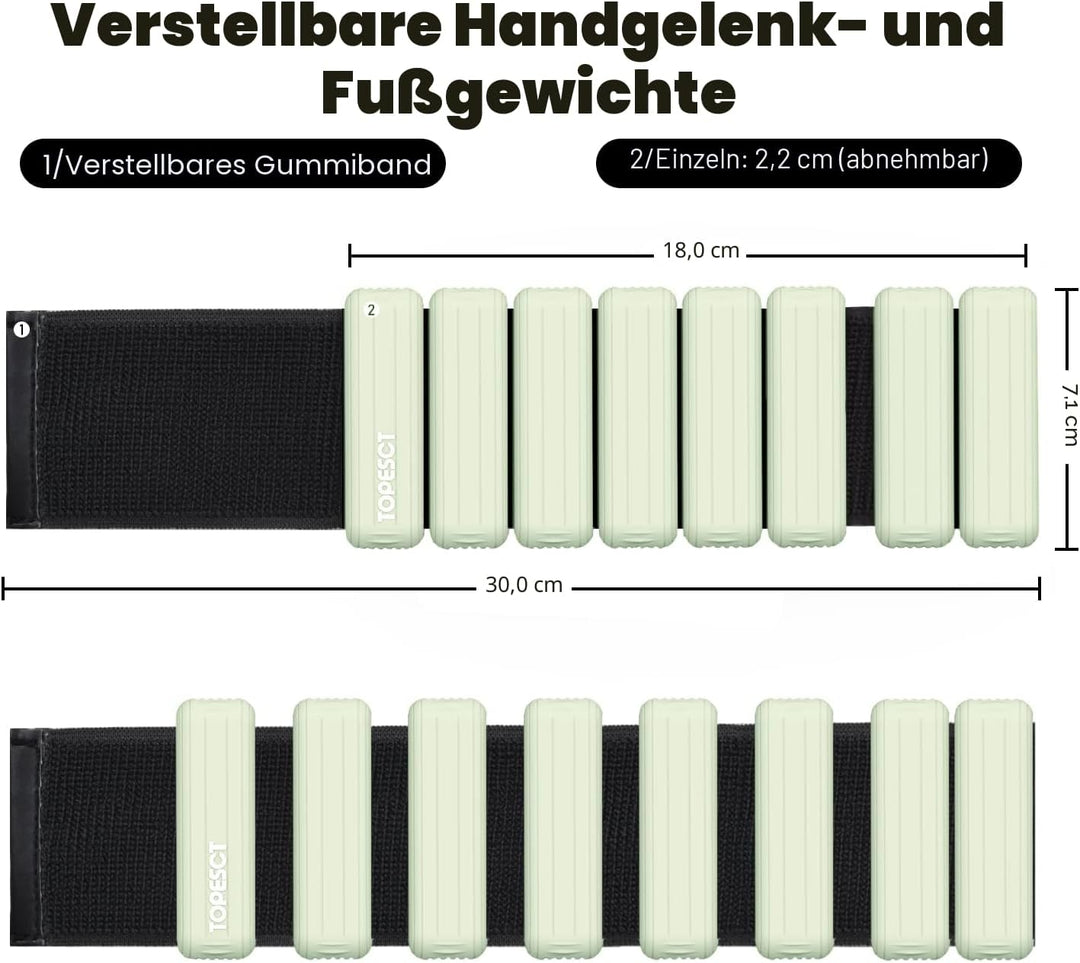 TopEsct Verstellbare Handgelenkgewichte – Set mit 2 Stück (je 0,9 kg) | Langlebiges tragbares Handge