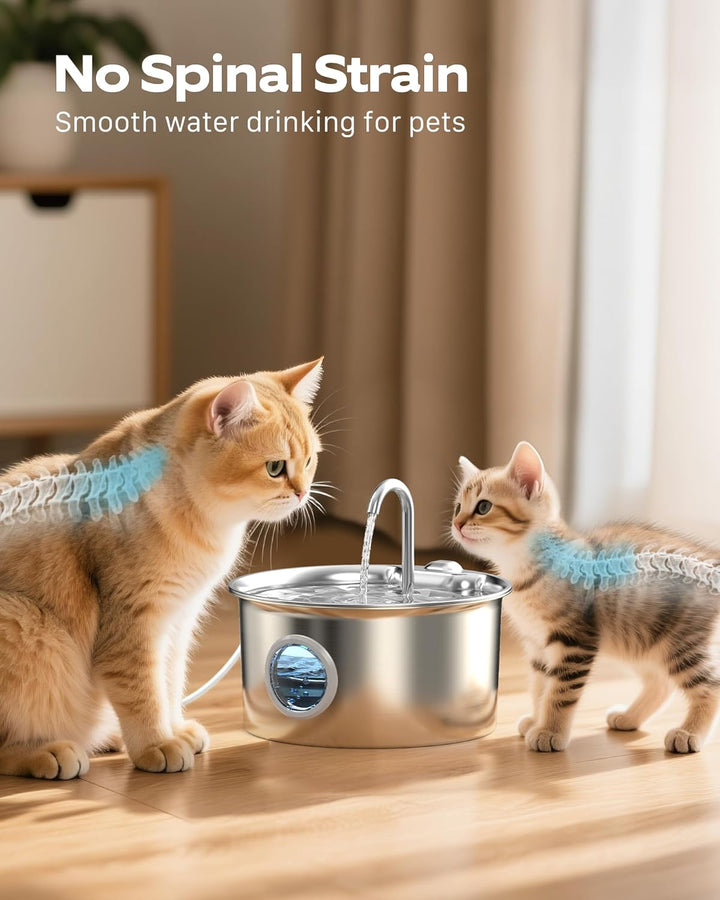 Katzenbrunnen Edelstahl Trinkbrunnen für Katze: Katzen Trinkbrunnen Leise - 2.6L Automatic Katzentri