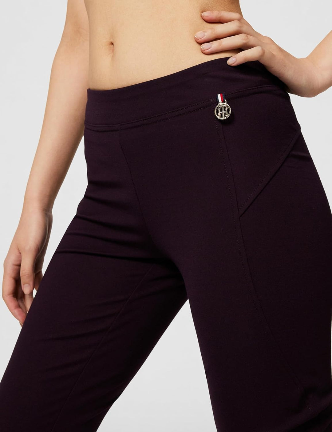 Tommy Hilfiger Damen Curvd Seam Ponte PNT Hose S Dunkles Aubergine, S Dunkles Aubergine
