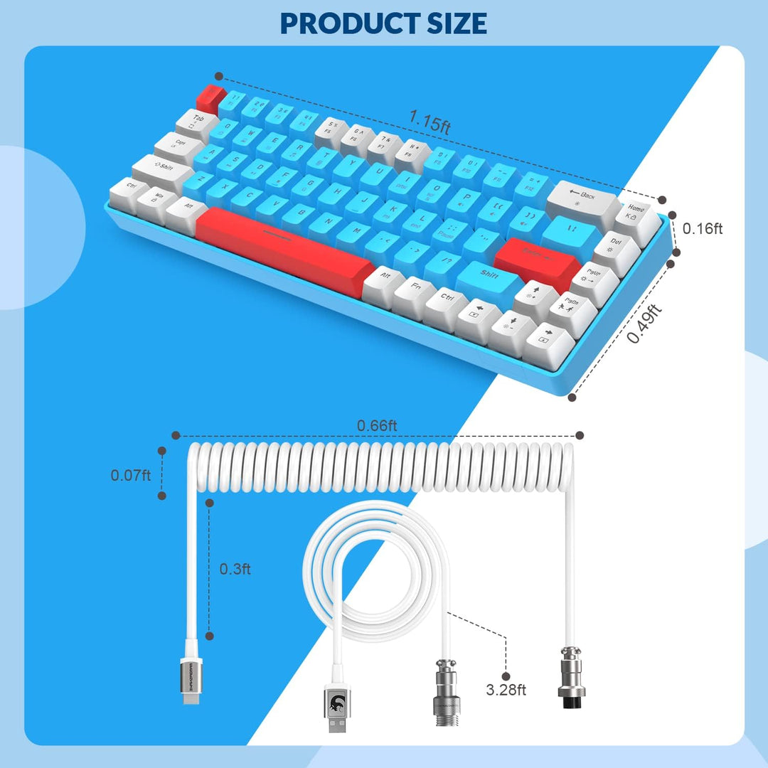 YINDIAO T8 60% Gaming-Tastatur,68 Tasten,Kompakte,Kabelgebundene,Mechanische Mini-Tastatur mit 18 Ch
