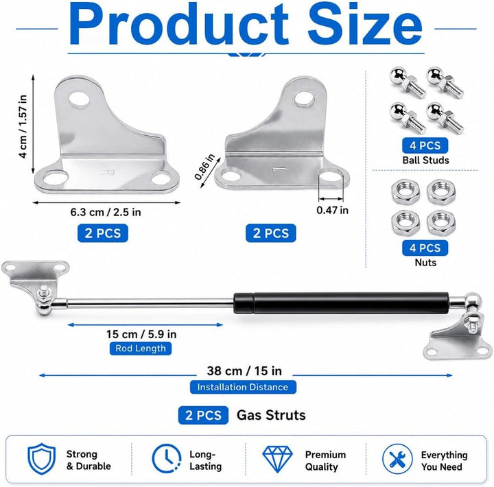 2 Stück Gasdruckfeder, SGZIOO 380MM 200N Gasdruckdämpfer mit L Förmigen, Universal Gasfeder, Gasdruc
