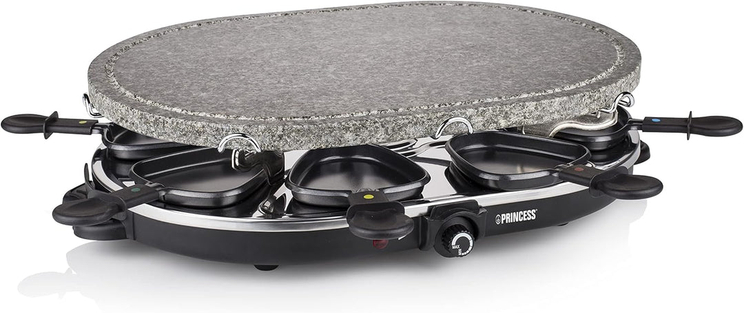 Princess ovaler Raclette-Stein Grill, 1200 Watt, regelbarer Thermostat, für 8 Personen, antihaftbesc