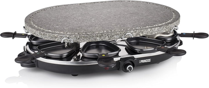Princess ovaler Raclette-Stein Grill, 1200 Watt, regelbarer Thermostat, für 8 Personen, antihaftbesc