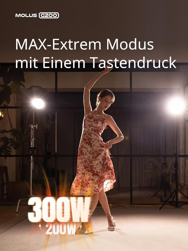 ZHIYUN Molus G200 [Official] Videoleuchte 200W, COB LED Videolicht mit Bowens Mount, Bi-Color Stream