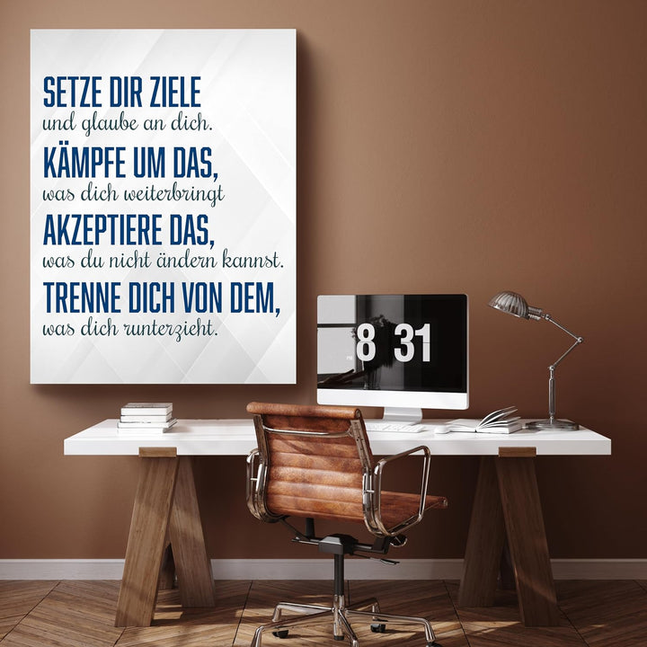 wandmotiv24 Motivations Motiv als Leinwandbild, 60x45cm, Hochformat, Motivation, setze dir Ziele, We
