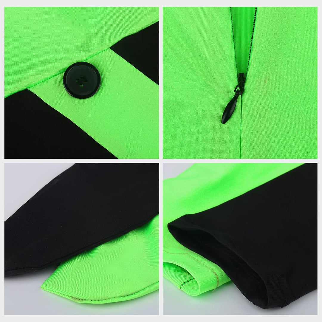Funhoo Damen Shego Cosplay Kostüm Bodysuit Jumpsuit mit Handschuhen Beinbeutel Grün und Schwarz Frau