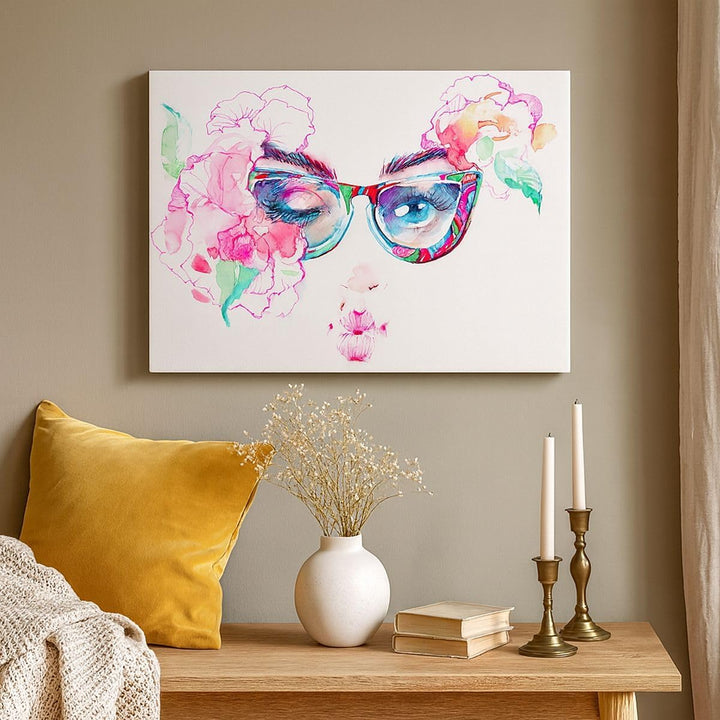 Bilder auf Leinwand Gläser Augapfel weiblich Farbe Leinwandbild 70x50cm Wandbilder Dekoration Wohnzi