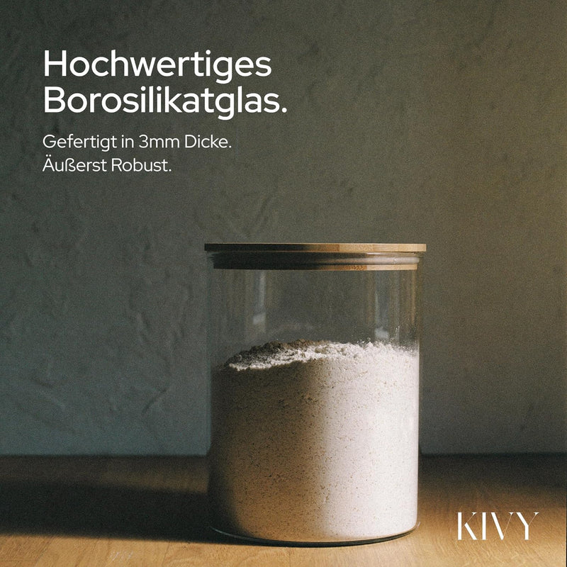 KIVY Grosses Vorratsglas Luftdicht 3L - Für Mehl, Kekse, Süssigkeiten, Waschmittel Aufbewahrung Glas