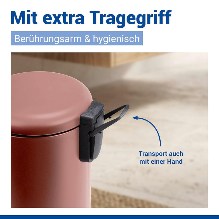 WENKO Treteimer Leman, 3 Liter, mit herausnehmbarem Einsatz, aus lackiertem Stahl, 17 x 25 x 22,5 cm
