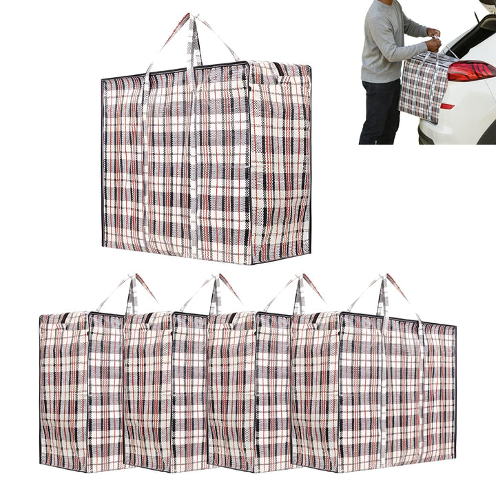Jumbo Aufbewahrungstasche XXL 140L Kariert mit Reissverschluss – Verstautasche Bigbag PP-Gewebe Falt