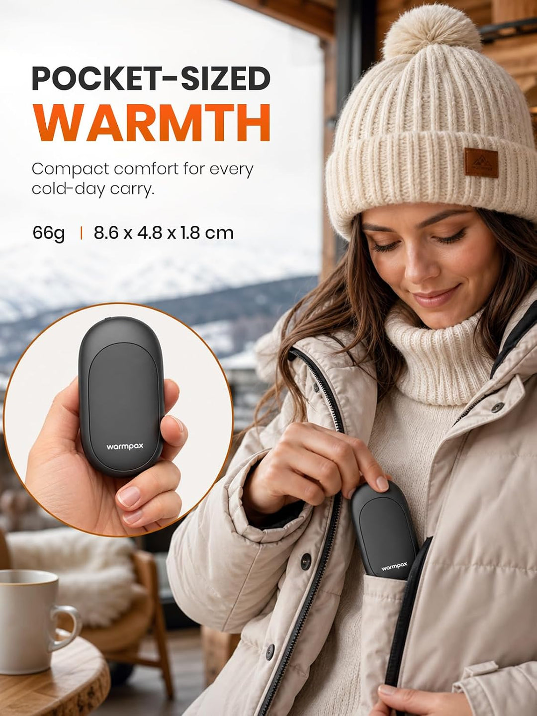 M10 Handwärmer Elektrisch 2er-Pack, 3 Heizstufen bis 55 °C