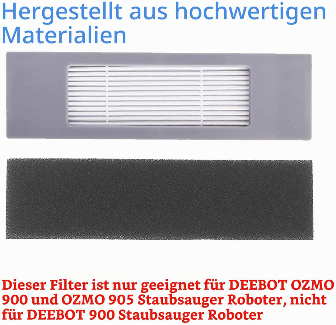 Filter Bürste Wischtuch Ersatzteile Zubehör Set für Ecovacs DEEBOT OZMO 900 OZMO 905 Staubsauger Rob