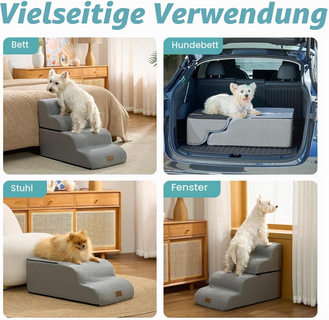COZY KISS Breiter Hundetreppe für Kleine Hunde 50 cm, Hunderampe für Sofa, Hundetreppe Bett,Katzentr