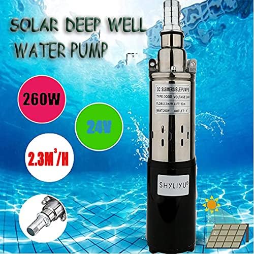 SHYLIYU Tiefbrunnen-Tauchpumpe 24V 260W Solar-Tauchwasserpumpe 2300L / H Brunnenpumpe für Industrieh