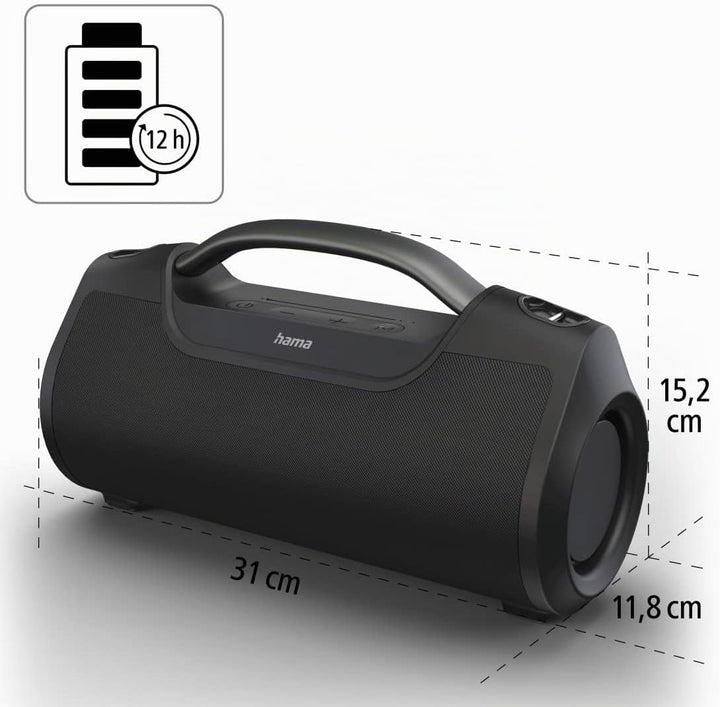 Hama Bluetooth Musikbox "SoundBarrel" (Bluetooth Lautsprecher wasserdicht nach IPX6, tragbare Musikb