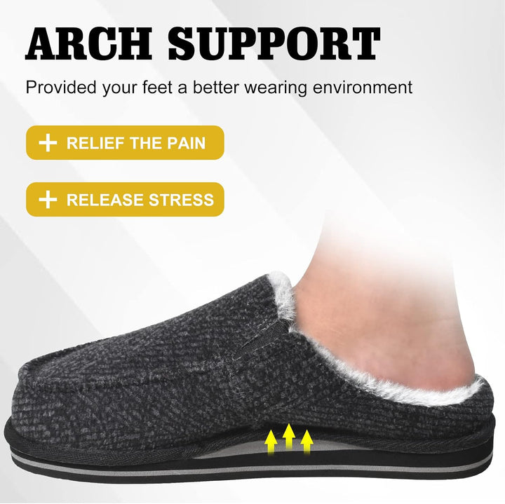 ONCAI Hausschuhe Herren Komfort Pantoffeln Plüsch Streifen Hüttenschuhe Wärme Cord Flauschig Slipper
