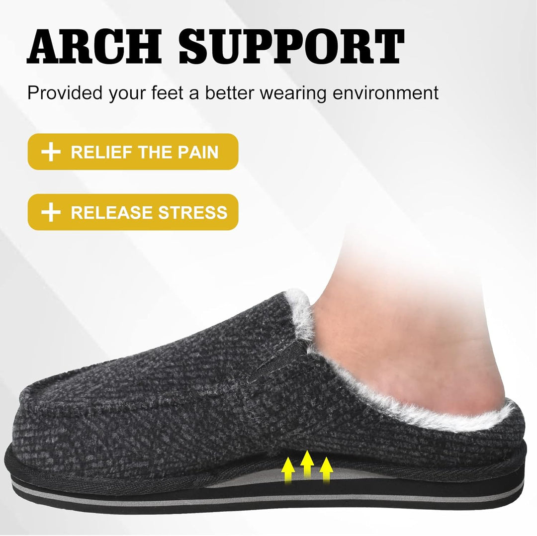 ONCAI Hausschuhe Herren Komfort Pantoffeln Plüsch Streifen Hüttenschuhe Wärme Cord Flauschig Slipper
