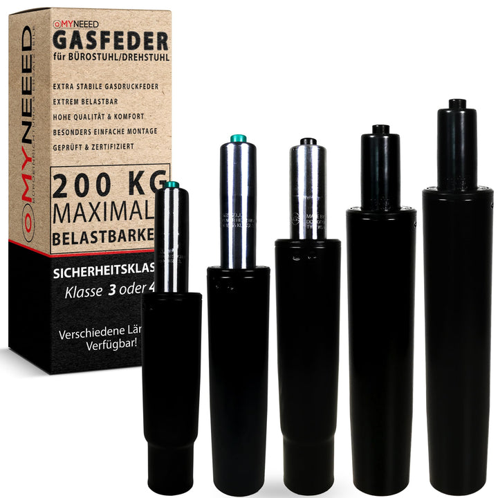 MYNEEED Gasfeder für Bürostuhl - Gasdruckfeder Belastbar bis 200 kg - Gasdruckdämpfer für Drehstuhl,
