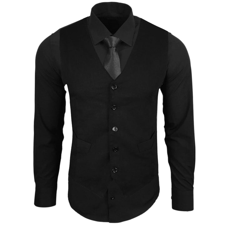 Herren Hemd mit Weste Krawatte Anzugs Sakko Business Hochzeit Freizeit Hemden Frack Herrenweste Set