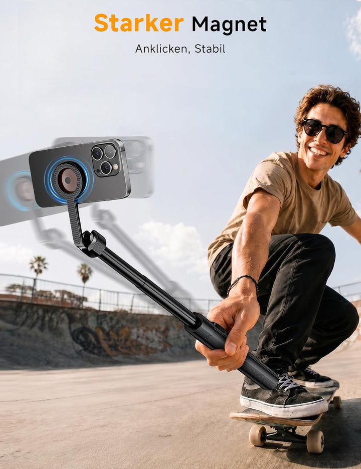 ANXRE 180cm Magnetisches Handy Stativ ＆ Selfie Stick mit Akku-Fernbedienung | Universelle Magnet Han