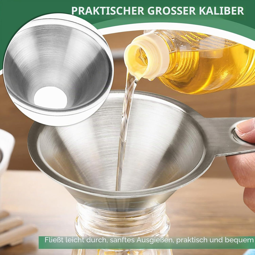 2 Stück Trichter Edelstahl Set, Marmeladentrichter mit Griff für Breite, zum Übertragen von Marmelad