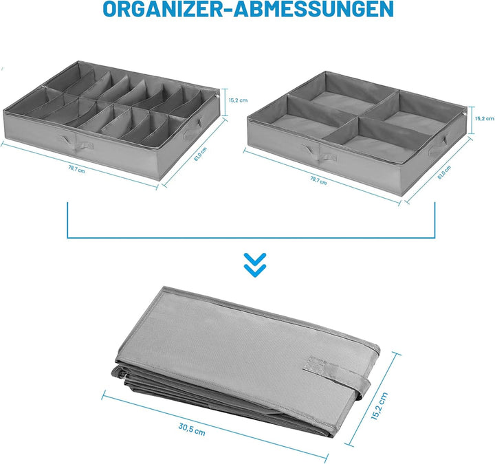 Unterbett-Kommode für Schuhe Aufbewahrung 2 Stück, Schuh Aufbewahrungssysteme mit 16+4 Fächern, Unte