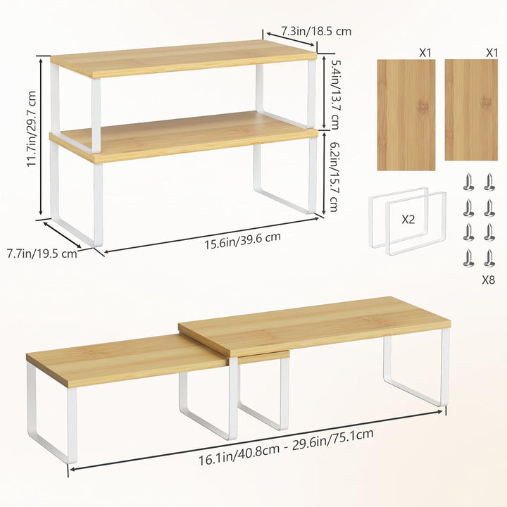 LIANTRAL Küchen Organizer, Küchenschrank Organizer 2er Set, Erweiterbar und Stapelbar Gewürzregal, K