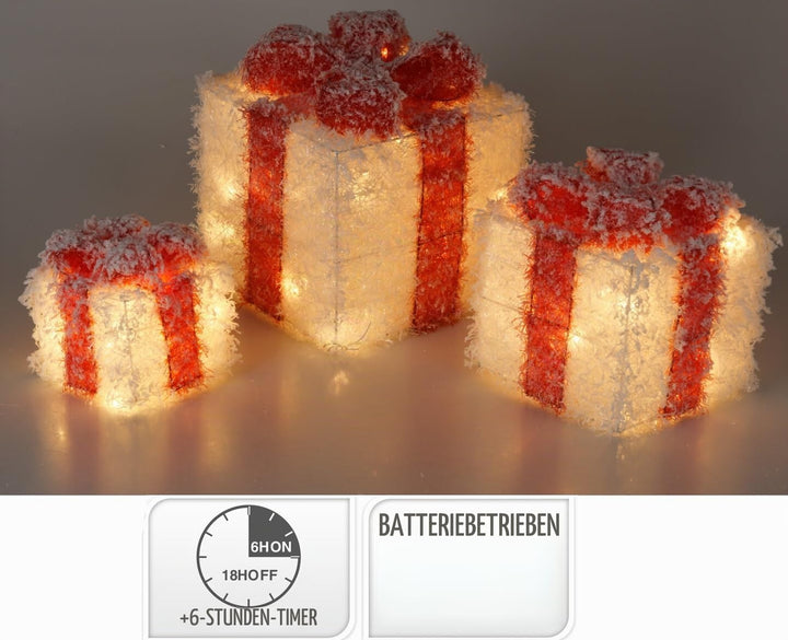 Bambelaa! 3er Led Deko Geschenke Weihnachten Leucht Boxen Weihnachts Dekoration Weihnachtsdeko Beleu