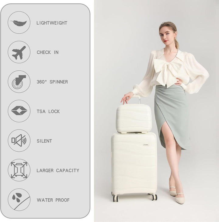 KONO Koffer Trolley Reisekoffer Gross Leicht Hartschalenkoffer mit TSA Schloss Zwillingsrollen Rollk