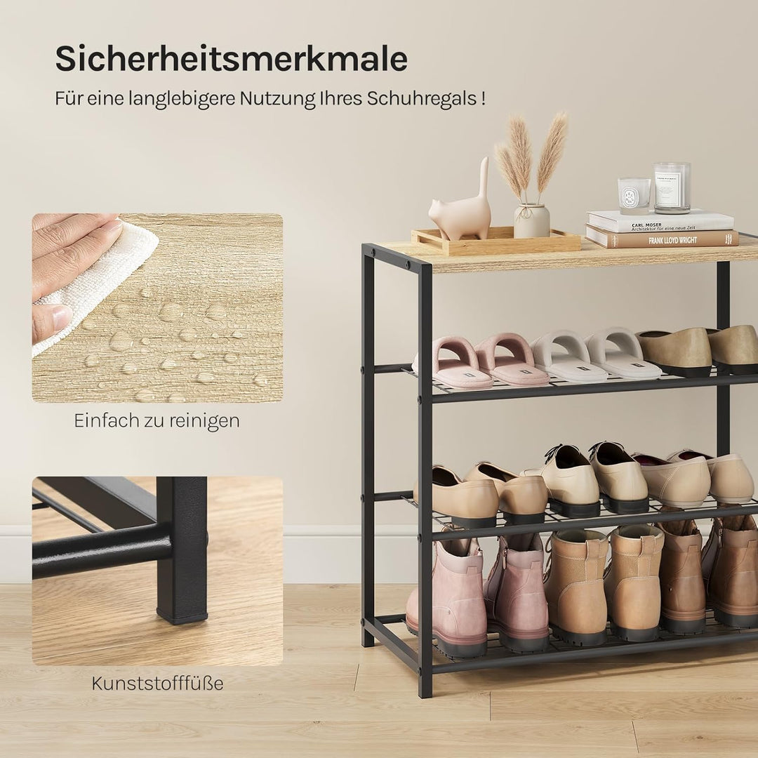WOLTU Schuhregal mit 3 Ebenen, Schuhständer Metall, Schuhaufbewahrung platzsparend, Schuhorganizer f