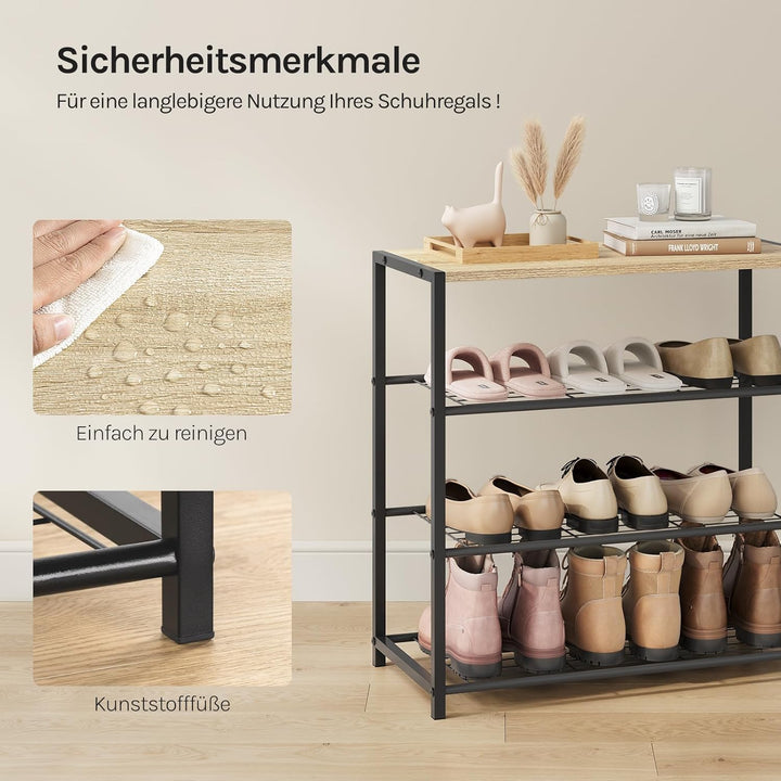 WOLTU Schuhregal mit 3 Ebenen, Schuhständer Metall, Schuhaufbewahrung platzsparend, Schuhorganizer f