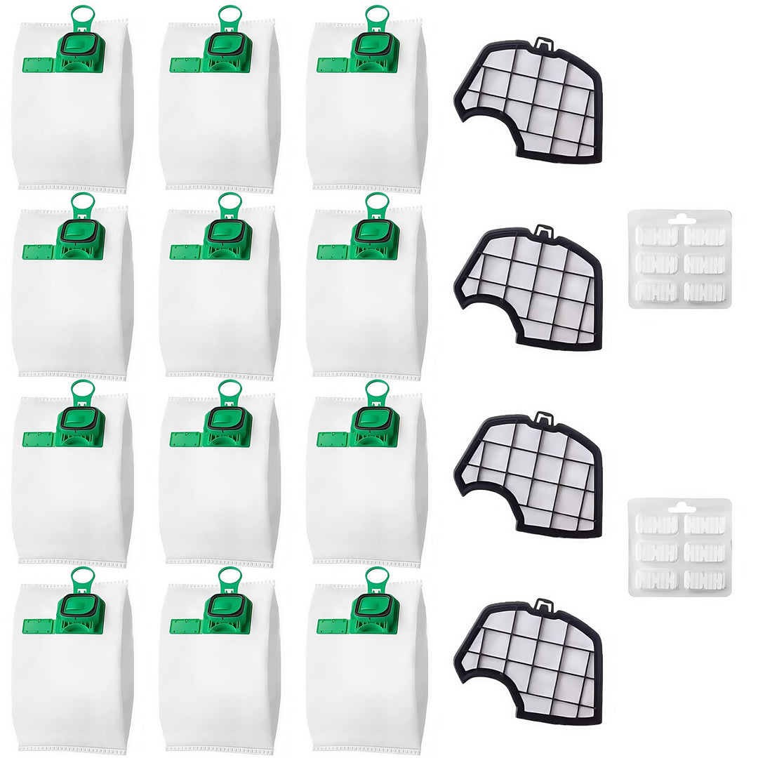 HIYOUNG 12 Staubsaugerbeutel für Vorwerk Kobold VK140 VK150 FP140 FP150 mit 4 Filter, Zubehör-Set fü
