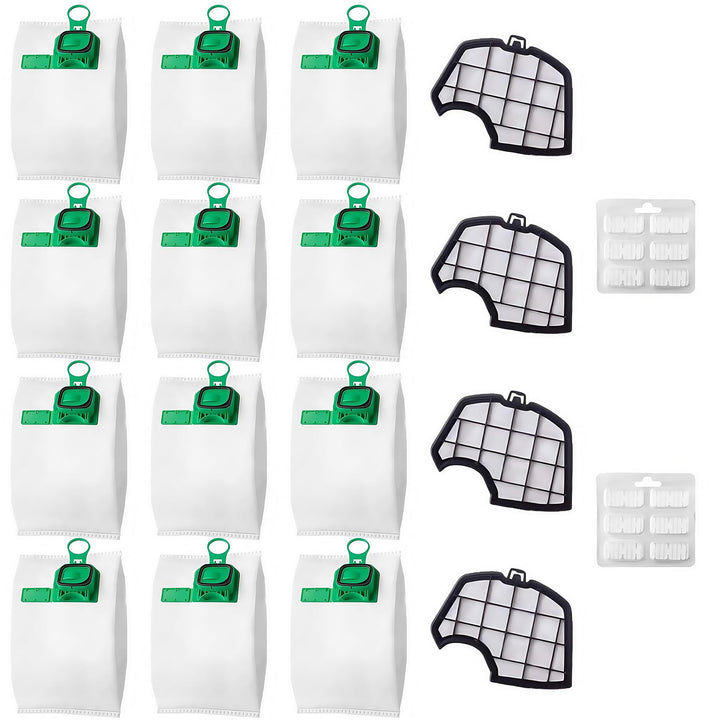HIYOUNG 12 Staubsaugerbeutel für Vorwerk Kobold VK140 VK150 FP140 FP150 mit 4 Filter, Zubehör-Set fü