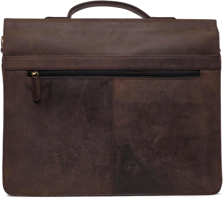 LEABAGS Leder Aktentasche Herren &amp; Damen I Echtleder Laptoptasche bis 15 Zoll I Umhängetasche mit Sc