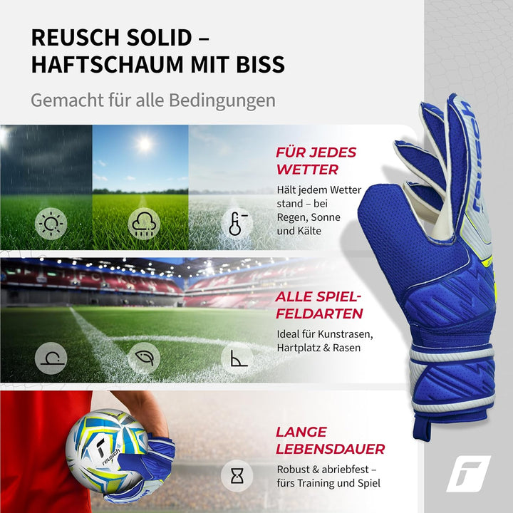 Reusch Herren Attrakt Unisex Torwarthandschuhe mit Aussennaht Schnitt und Solid Belag, Geeignet für
