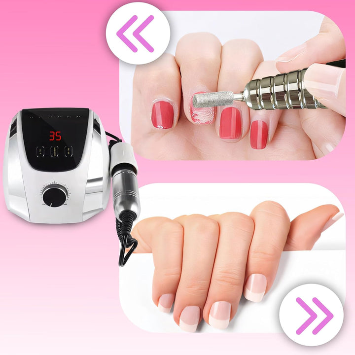 Retoo Nagelfräser Elektrische 35000 U/Min 65W Professionelle Nagelfeile mit LED Display Fräser für G