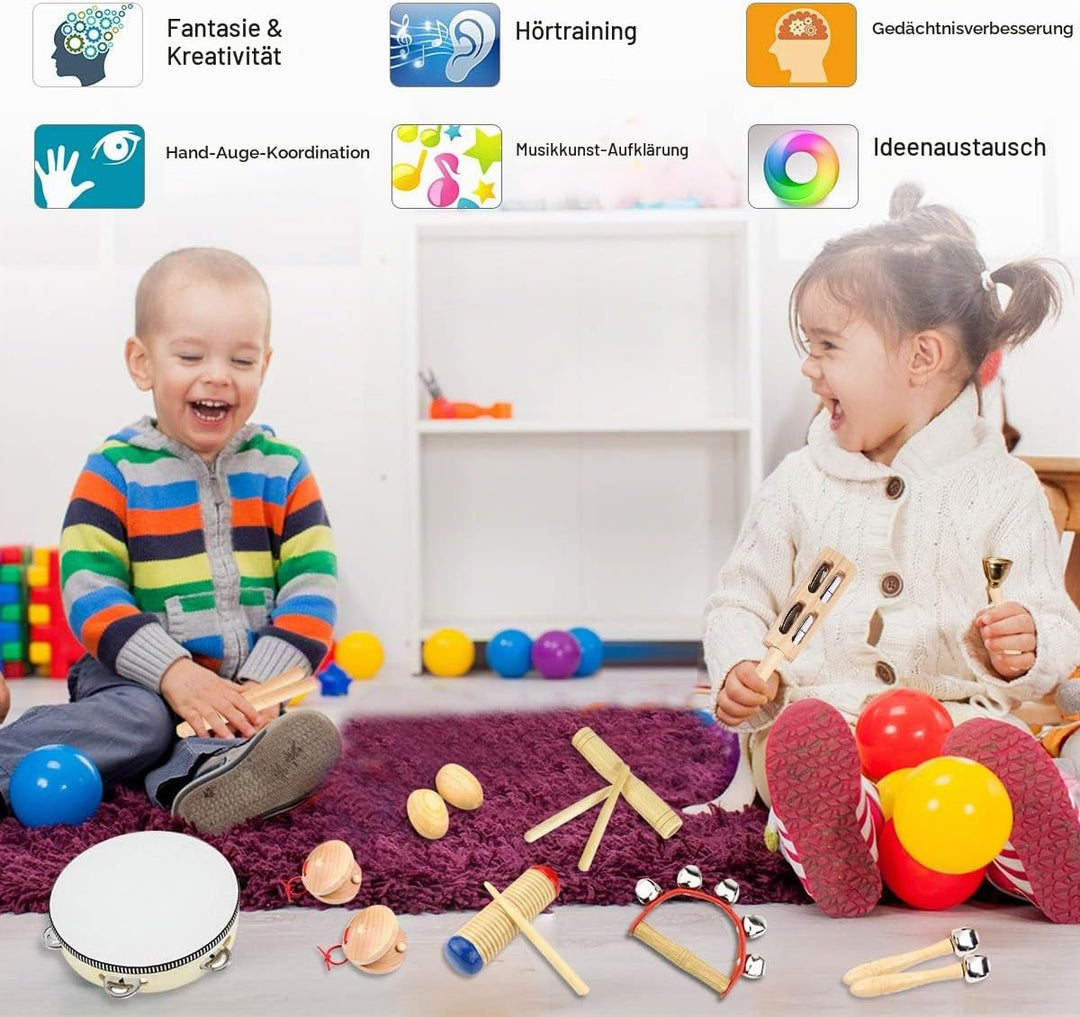 ULIFEME 23 Stück Musikinstrumente Set, Musical Instruments Holz Percussion Set für Kinder, Baby und