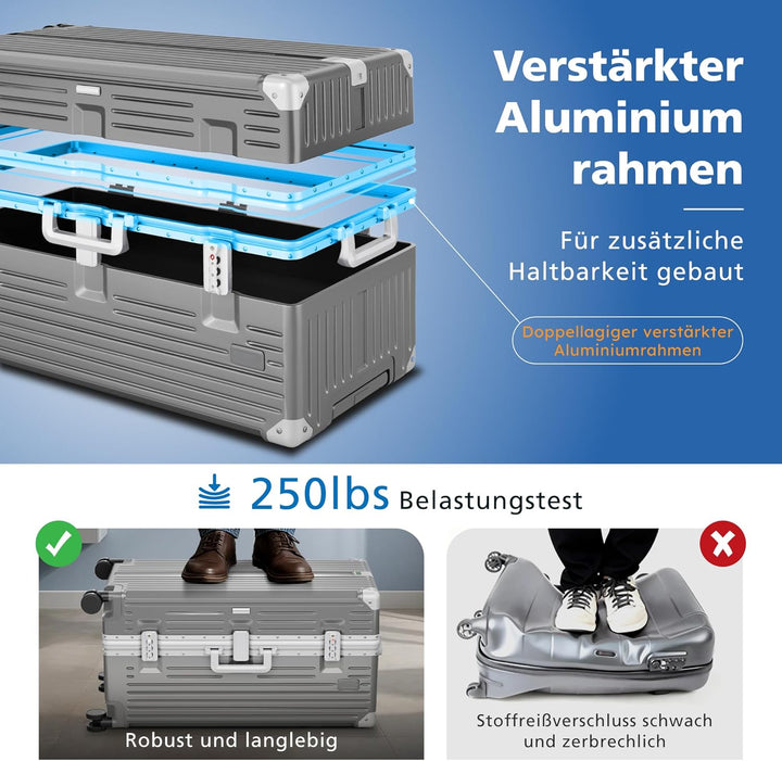 ALPHA CAMP Koffer Grösse XXL Reisekoffer Leicht Hartschalenkoffer Polycarbonat 105L Luggage Suitcase