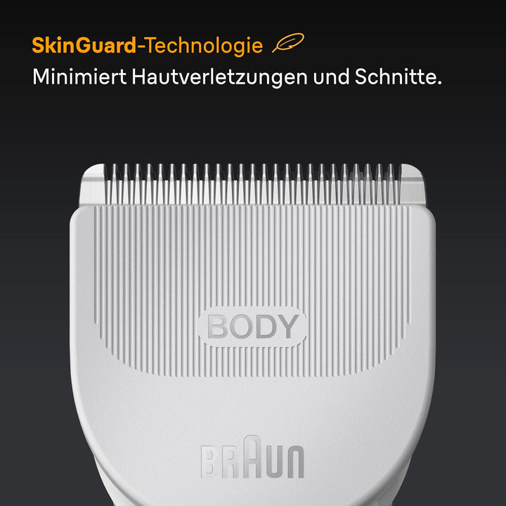 Braun Bodygroomer Series 5, Elektrischer Körperrasierer Herren mit 2 Zubehörteile, Kabelloser Trimme