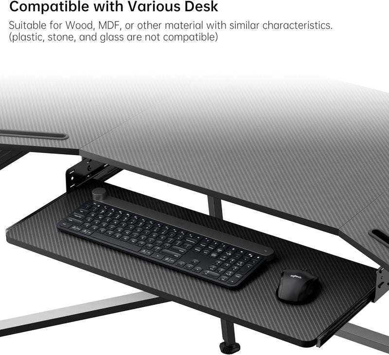 EUREKA ERGONOMIC Tastaturablage Ausziehbare für unter den Schreibtisch, 71x28 cm grosse Computer tas