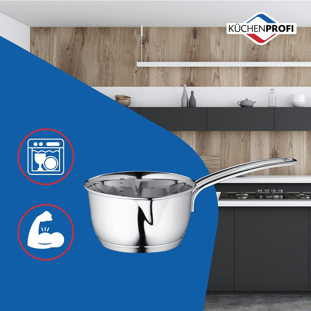 Küchenprofi COOK Stielkasserolle / Induktion / Ø 16cm / 1L / Rostfreier Edelstahl / Für alle Herdart