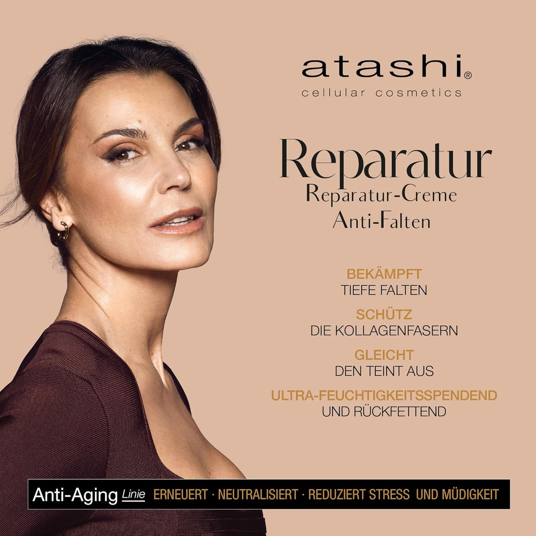 Atashi Cellular Cosmetics Atashi | Tägliches Anti-Aging-Ritual Brust | Reparierende Creme + Augenkon
