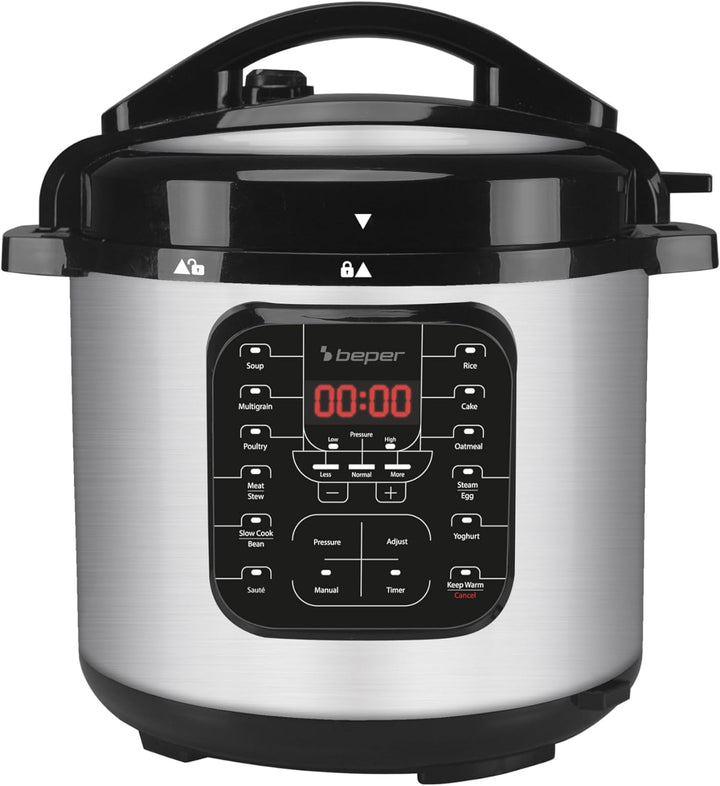 BEPER P101COS001 Multikocher, Elektrischer Schnellkochtopf, Dampfkochtopf 6 Liter- Elektrischer Schn