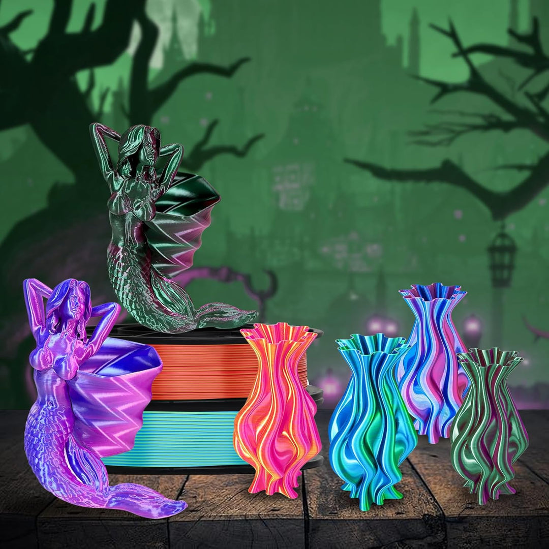 YOUSU Silk PLA 3D Drucker Filament Bundle, PLA Filament 1.75mm, Zweifarbige Filament, Silk Filament,