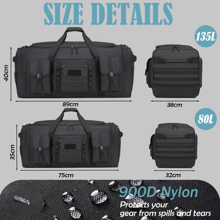 135L XXL Reisetasche Handgepäck Herren grosse Sporttasche mit Schuhfach &amp; Isolierte Tasche für Train