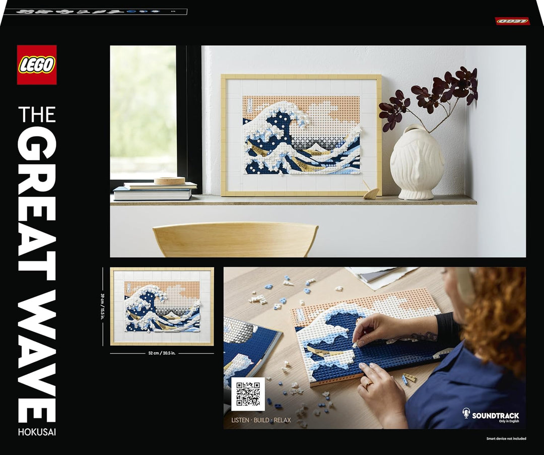 LEGO 31208 Art Hokusai – Grosse Welle, 3D Japanische Wanddeko, Bastelset, gerahmte Ozean-Leinwand, H
