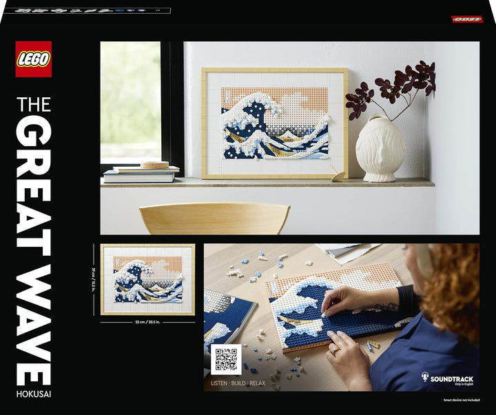 LEGO 31208 Art Hokusai – Grosse Welle, 3D Japanische Wanddeko, Bastelset, gerahmte Ozean-Leinwand, H