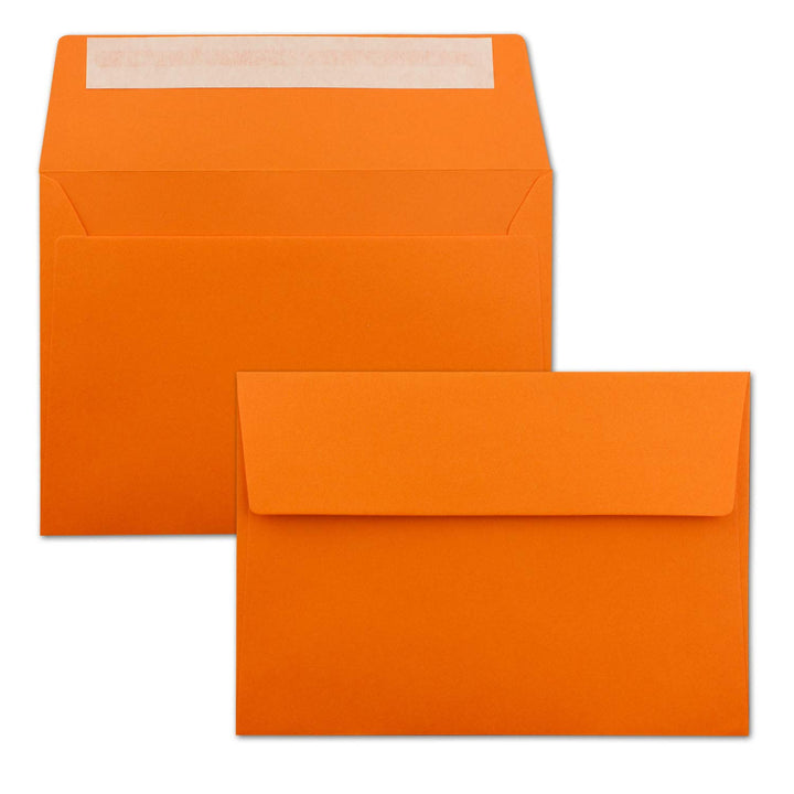 200x Briefumschläge Orange DIN C6 Format 11,4 x 16,2 cm - Haftklebung - Kuverts ohne Fenster - Weihn