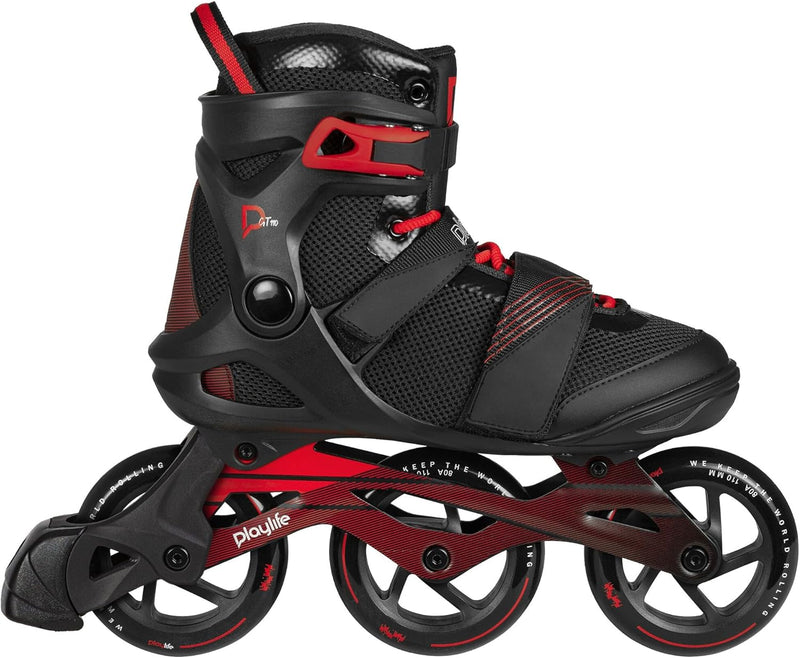 Playlife Inline Skates GT Black 110, Schwarz, Unisex für Herren und Damen, 110mm/80A Rollen, ABEC 7